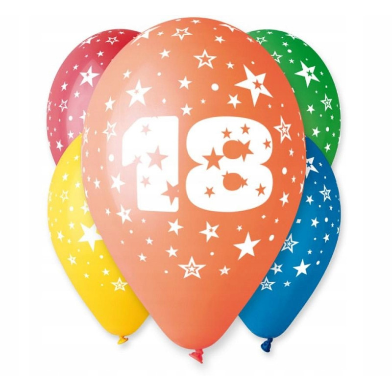 Balon "18" pastel mix / 5 szt.