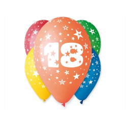 Balon "18" pastel mix / 5 szt.