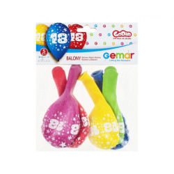 Balon "18" pastel mix / 5 szt.