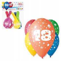 Balon "18" pastel mix / 5 szt.