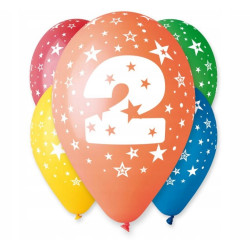 Balon "2" pastel mix / 5 szt.