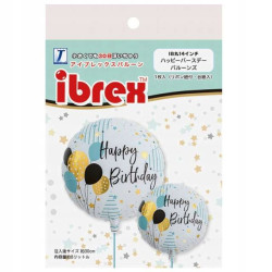 Balon Ibrex Hel, okrągły 14", Happy Birthday