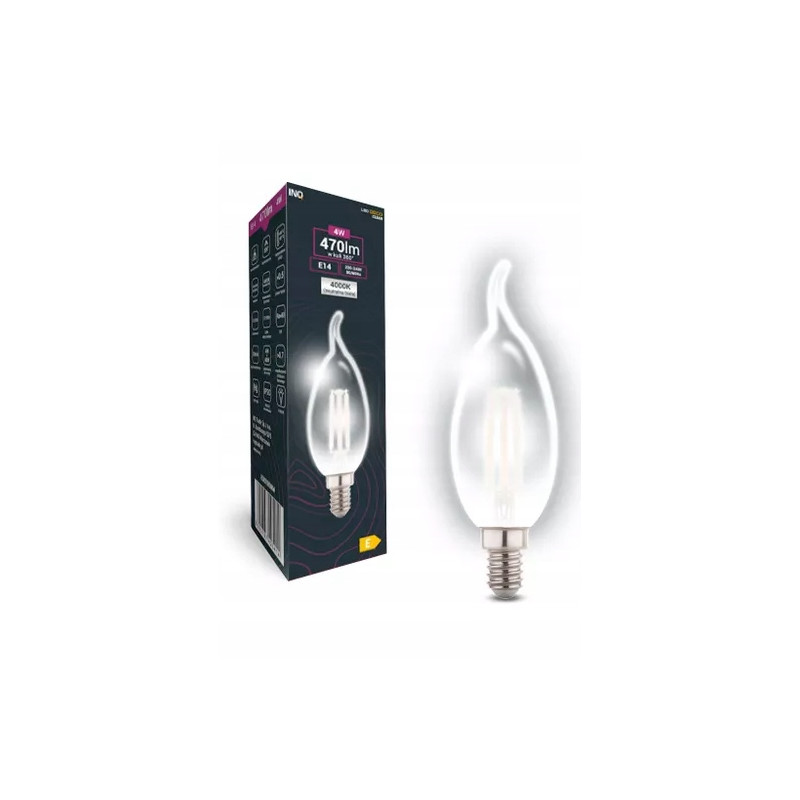 ŻARÓWKA DEKORACYJNA LED PŁOMYK E14 230V 4W NEUTRAL
