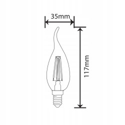ŻARÓWKA DEKORACYJNA LED PŁOMYK E14 230V 4W NEUTRAL