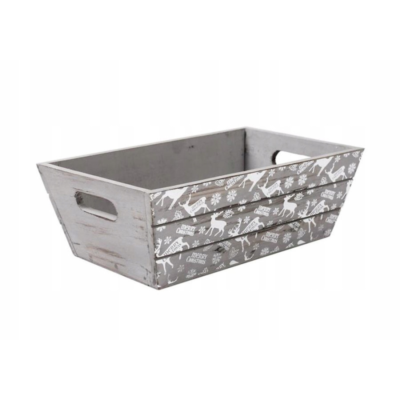 Skrzynka drewniana 30x19,5x10 cm szara TIN TOURS