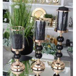 CZARNY ZŁOTY ŚWIECZNIK GLAMOUR 43CM