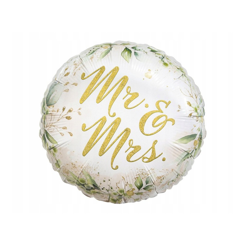 Balon foliowy Mr and Mrs ŚLUBNY NA HEL 18CALI
