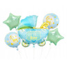 BALONY FOLIOWE 5 SZT na Baby Shower WÓZEK NIEBIESK