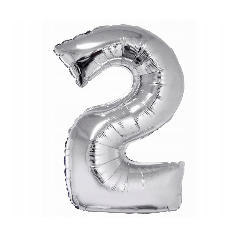 Balon foliowy Cyfra 2 srebrny 92 cm NA HEL
