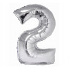 Balon foliowy Cyfra 2 srebrny 92 cm NA HEL