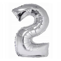 Balon foliowy Cyfra 2 srebrny 92 cm NA HEL