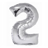 Balon foliowy Cyfra 2 srebrny 92 cm NA HEL