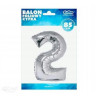 Balon foliowy Cyfra 2 srebrny 92 cm NA HEL