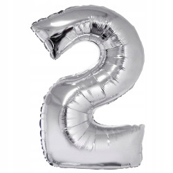 Balon foliowy Cyfra 2 srebrny 92 cm NA HEL