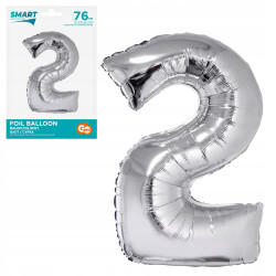 Balon foliowy Cyfra 2 srebrny 92 cm NA HEL