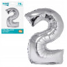 Balon foliowy Cyfra 2 srebrny 92 cm NA HEL