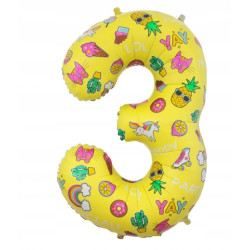 Balon foliowy NA HEL Cyfra 3 obrazki 78 cm