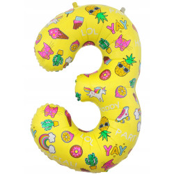 Balon foliowy NA HEL Cyfra 3 obrazki 78 cm