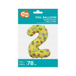 Balon foliowy NA HEL Cyfra 2 obrazki 78 cm