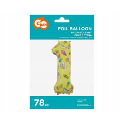 Balon foliowy Cyfra 1 NA HEL obrazki 78 cm