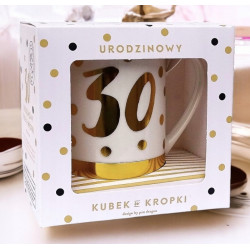 KUBEK NA PREZENT NA 30 URODZINY W KROPKI