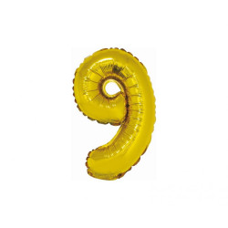 BALON CYFRA 9 ZŁOTA 35cm