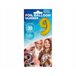 BALON CYFRA 9 ZŁOTA 35cm