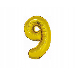 BALON CYFRA 9 ZŁOTA 35cm