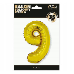 BALON CYFRA 9 ZŁOTA 35cm