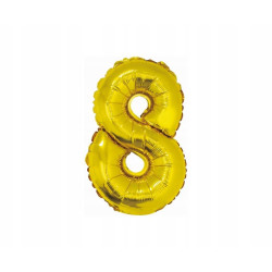 BALON CYFRA 8 ZŁOTA 35cm