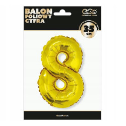 BALON CYFRA 8 ZŁOTA 35cm