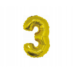BALON CYFRA 3 ZŁOTA 35cm