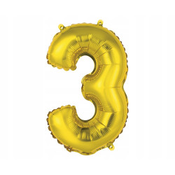 BALON CYFRA 3 ZŁOTA 35cm