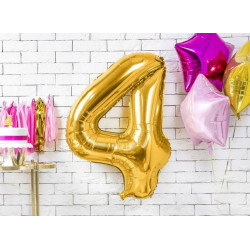 BALON FOLIOWY CYFRA 4 ZŁOTA 35CM