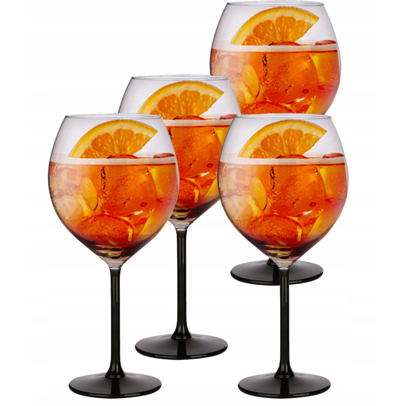 Kieliszki do wina Onyx z czarną nóżką 700 ml komplet 4 sztuk