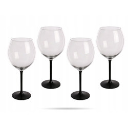 Kieliszki do wina Onyx z czarną nóżką 700 ml komplet 4 sztuk
