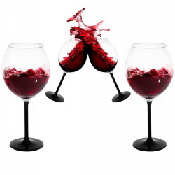 Kieliszki do wina Onyx z czarną nóżką 700 ml komplet 4 sztuk