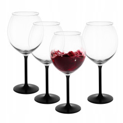 Kieliszki do wina Onyx z czarną nóżką 700 ml komplet 4 sztuk