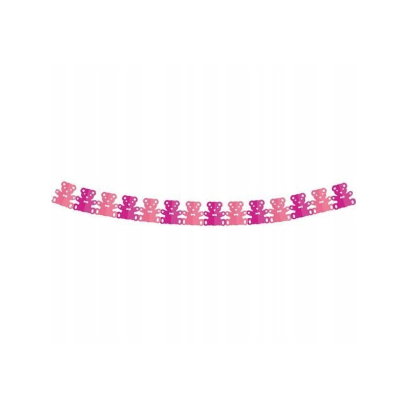 Girlanda papierowa Misie różowa 3.6 m