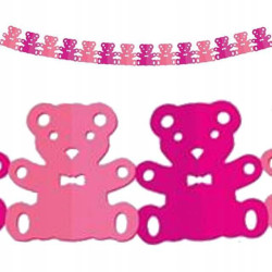 Girlanda papierowa Misie różowa 3.6 m