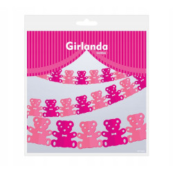 Girlanda papierowa Misie różowa 3.6 m