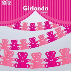 Girlanda papierowa Misie różowa 3.6 m
