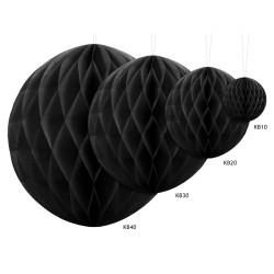 Kula bibułowa czarna - 20 cm
