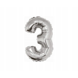 BALON FOLIOWY CYFRA 3 SREBRNA 35CM