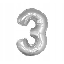 BALON FOLIOWY CYFRA 3 SREBRNA 35CM