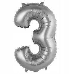 BALON FOLIOWY CYFRA 3 SREBRNA 35CM