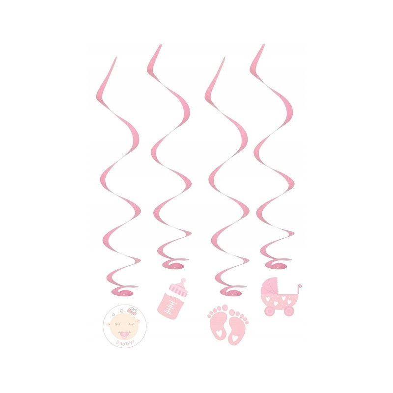 Girlanda świderki na baby shower urodziny różowa