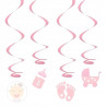 Girlanda świderki na baby shower urodziny różowa