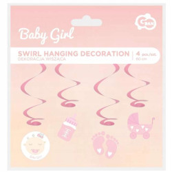 Girlanda świderki na baby shower urodziny różowa