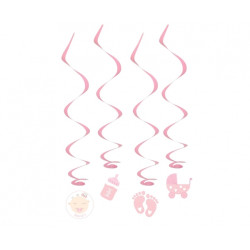 Girlanda świderki na baby shower urodziny różowa